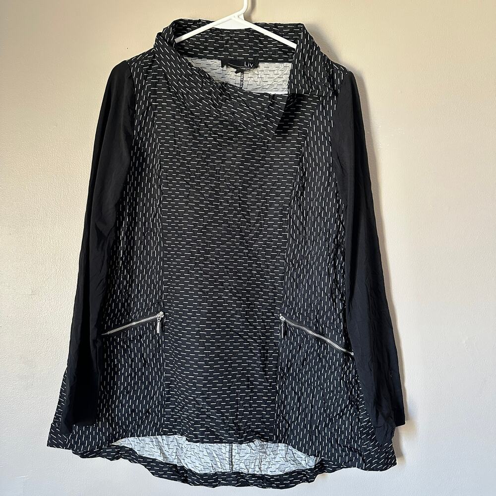 LIV by Habitat Top Womens Extra Small Lagenlook Casual Comfort Boho Black Shirt
